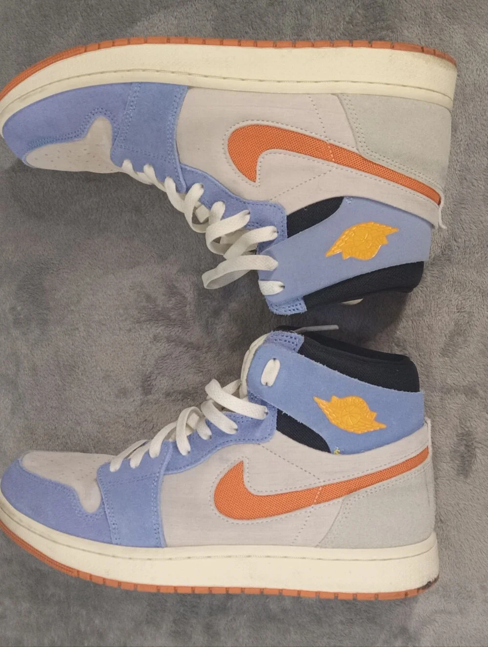 Air Jordan 1 High Top Sneakers - Blue, Orange, Cream Suede Size 11